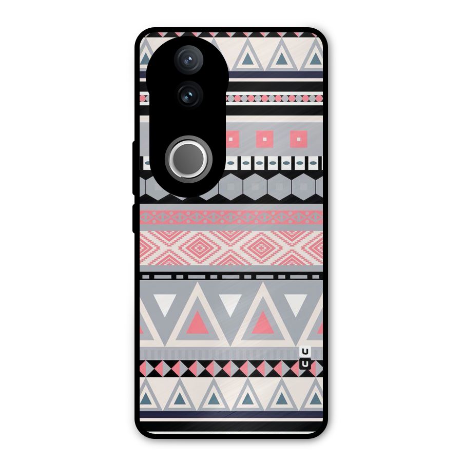 Grey Pink Pattern Metal Back Case for Vivo V50e
