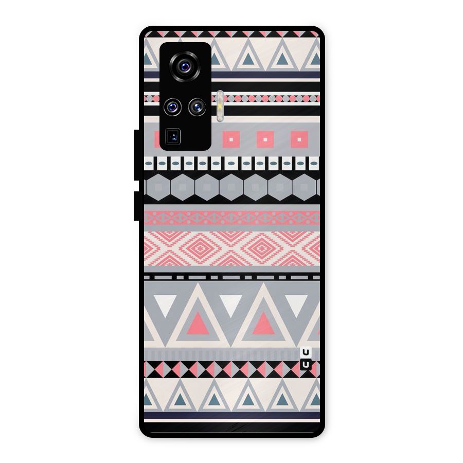 Grey Pink Pattern Metal Back Case for Vivo X50 Pro