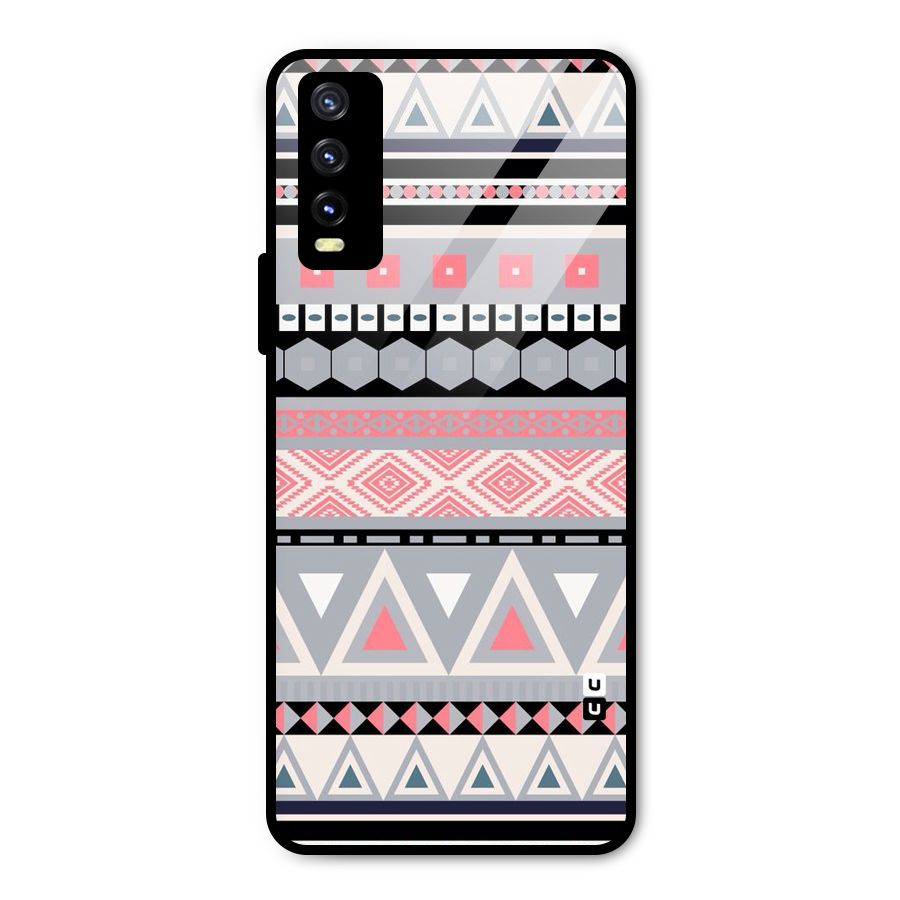 Grey Pink Pattern Metal Back Case for Vivo Y20