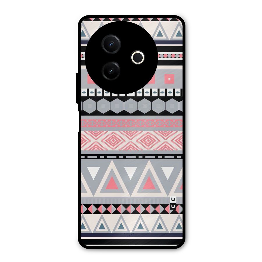 Grey Pink Pattern Metal Back Case for Vivo Y39