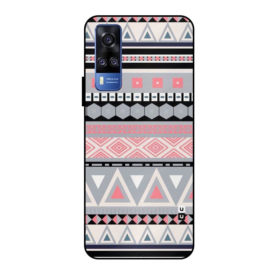 Grey Pink Pattern Metal Back Case for Vivo Y51
