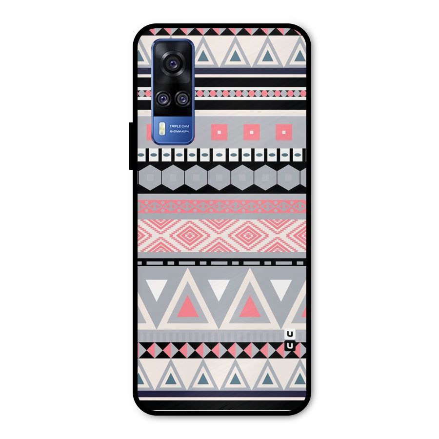 Grey Pink Pattern Metal Back Case for Vivo Y51A