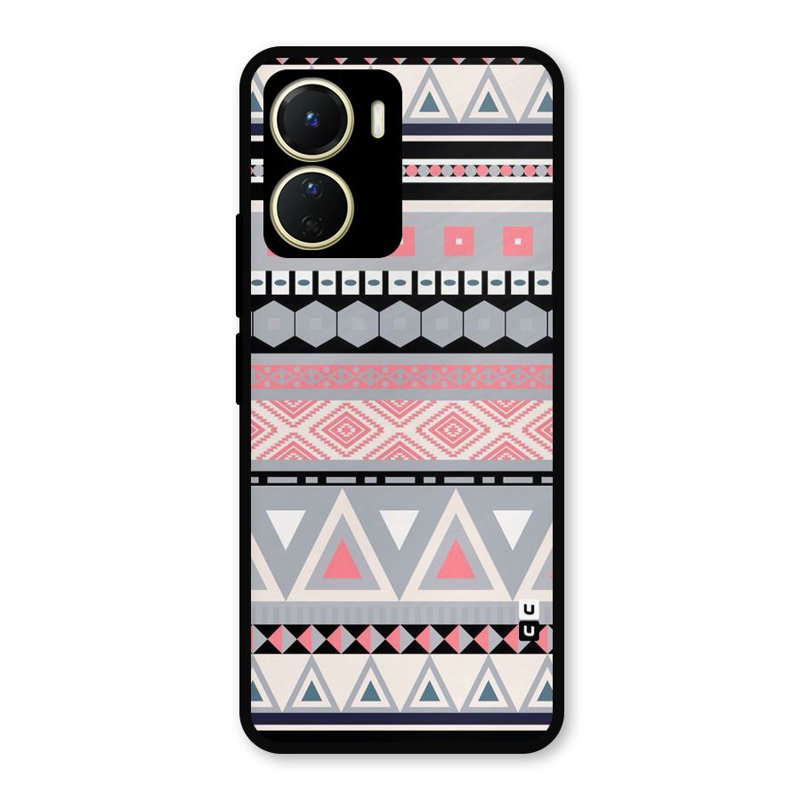 Grey Pink Pattern Metal Back Case for Vivo Y56