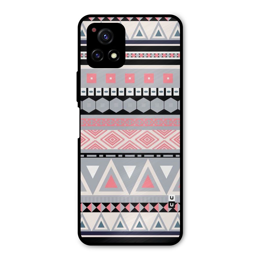 Grey Pink Pattern Metal Back Case for Vivo Y72 5G