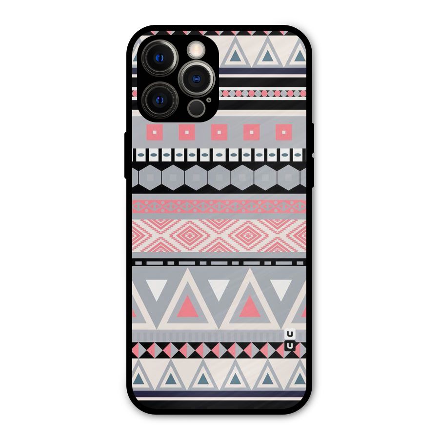 Grey Pink Pattern Metal Back Case for iPhone 12 Pro Max