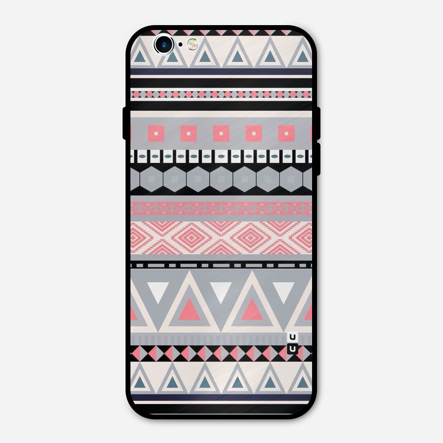 Grey Pink Pattern Metal Back Case for iPhone 6 6s