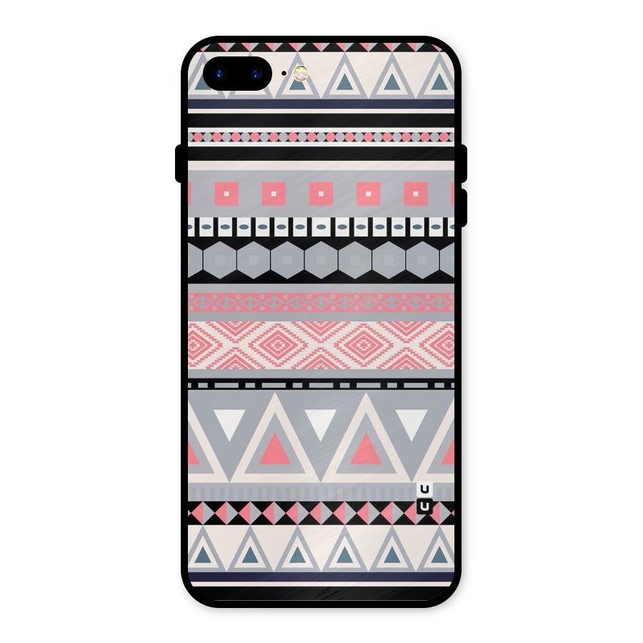 Grey Pink Pattern Metal Back Case for iPhone 8 Plus