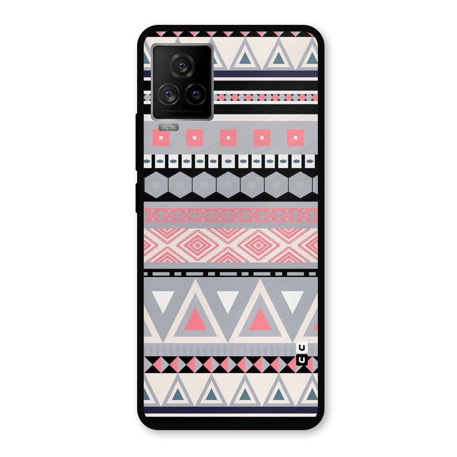 Grey Pink Pattern Metal Back Case for iQOO 7 Legend 5G