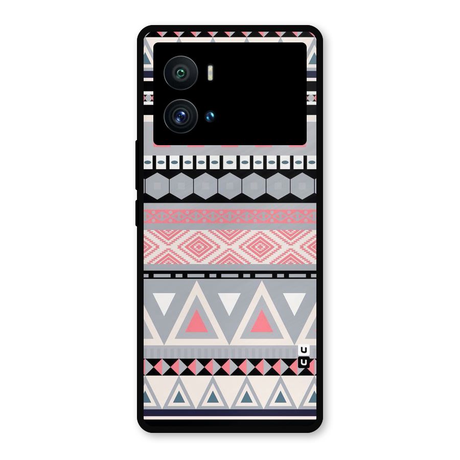 Grey Pink Pattern Metal Back Case for iQOO 9 Pro