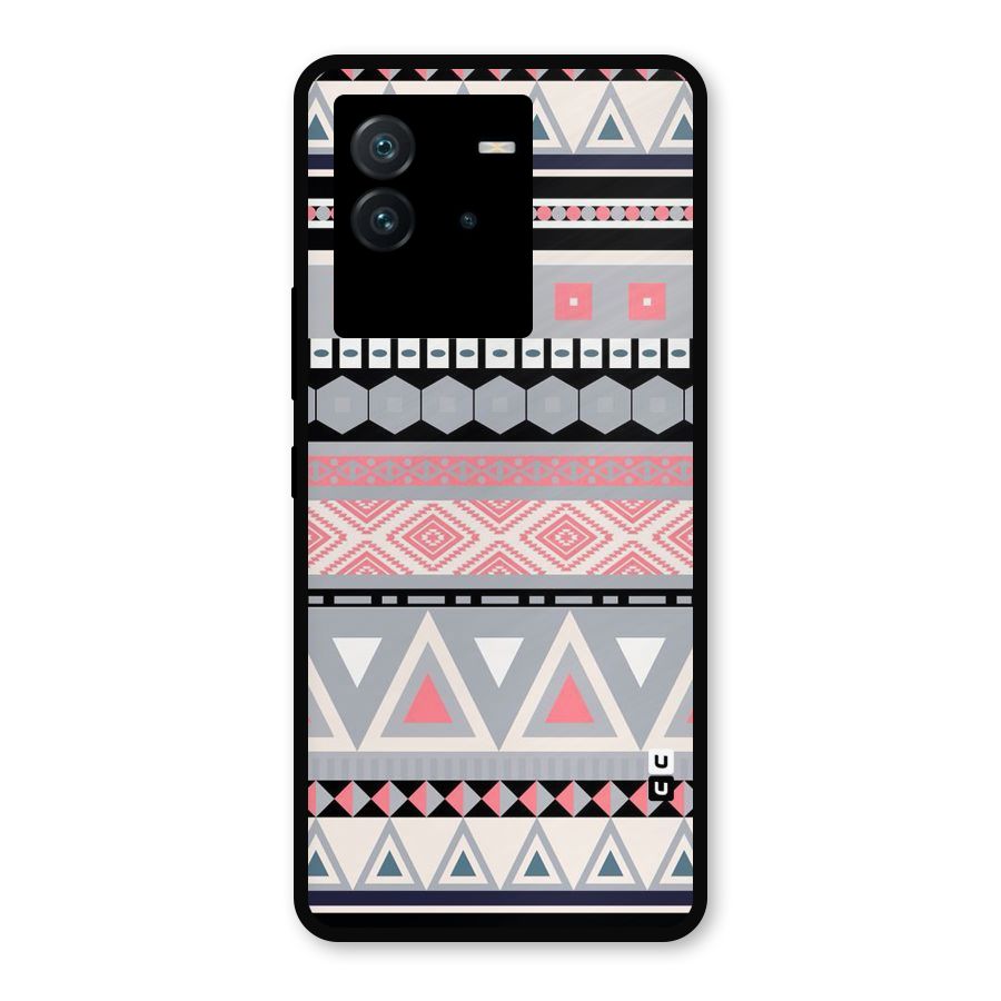 Grey Pink Pattern Metal Back Case for iQOO Neo 6 5G