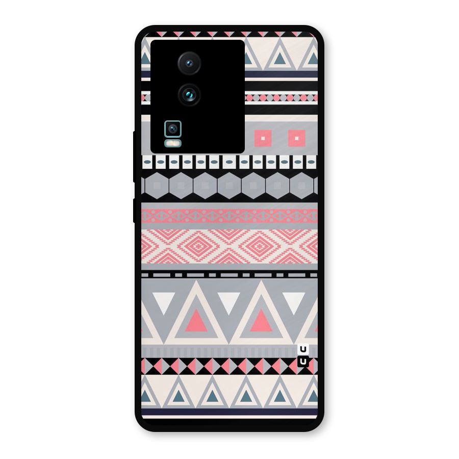 Grey Pink Pattern Metal Back Case for iQOO Neo 7