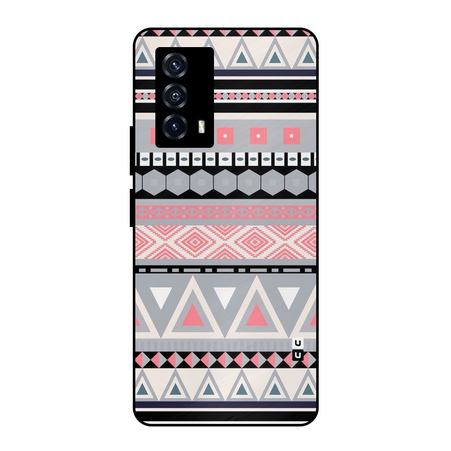 Grey Pink Pattern Metal Back Case for iQOO Z5