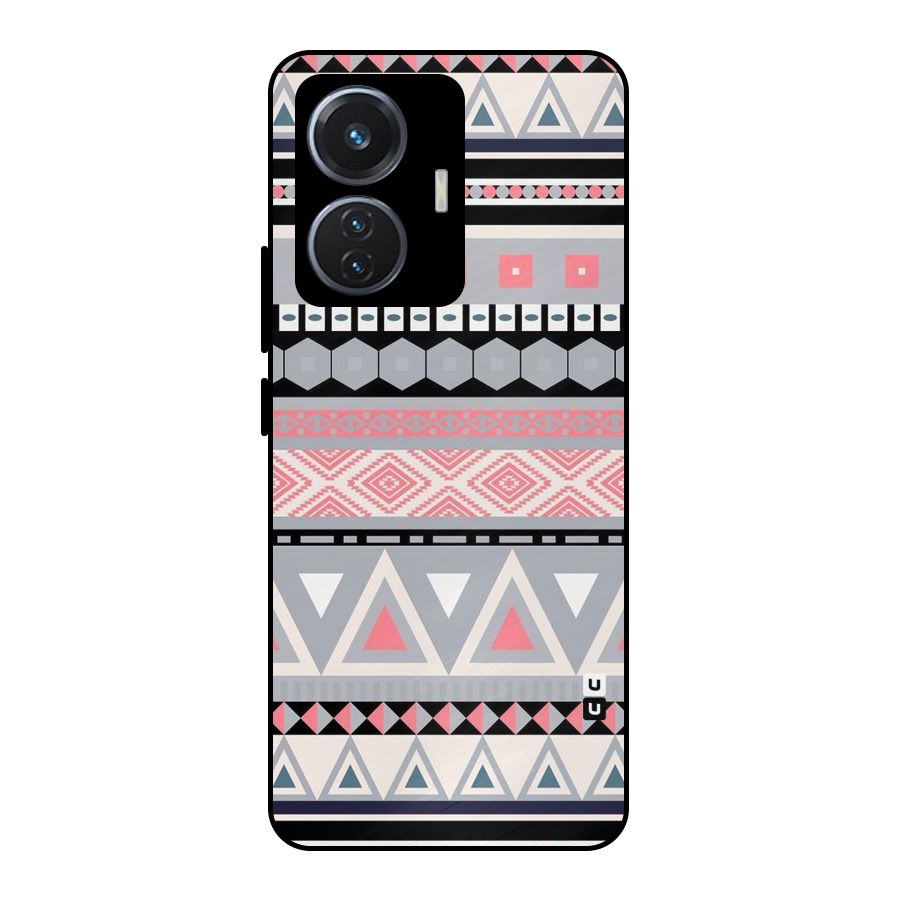 Grey Pink Pattern Metal Back Case for iQOO Z6 44W