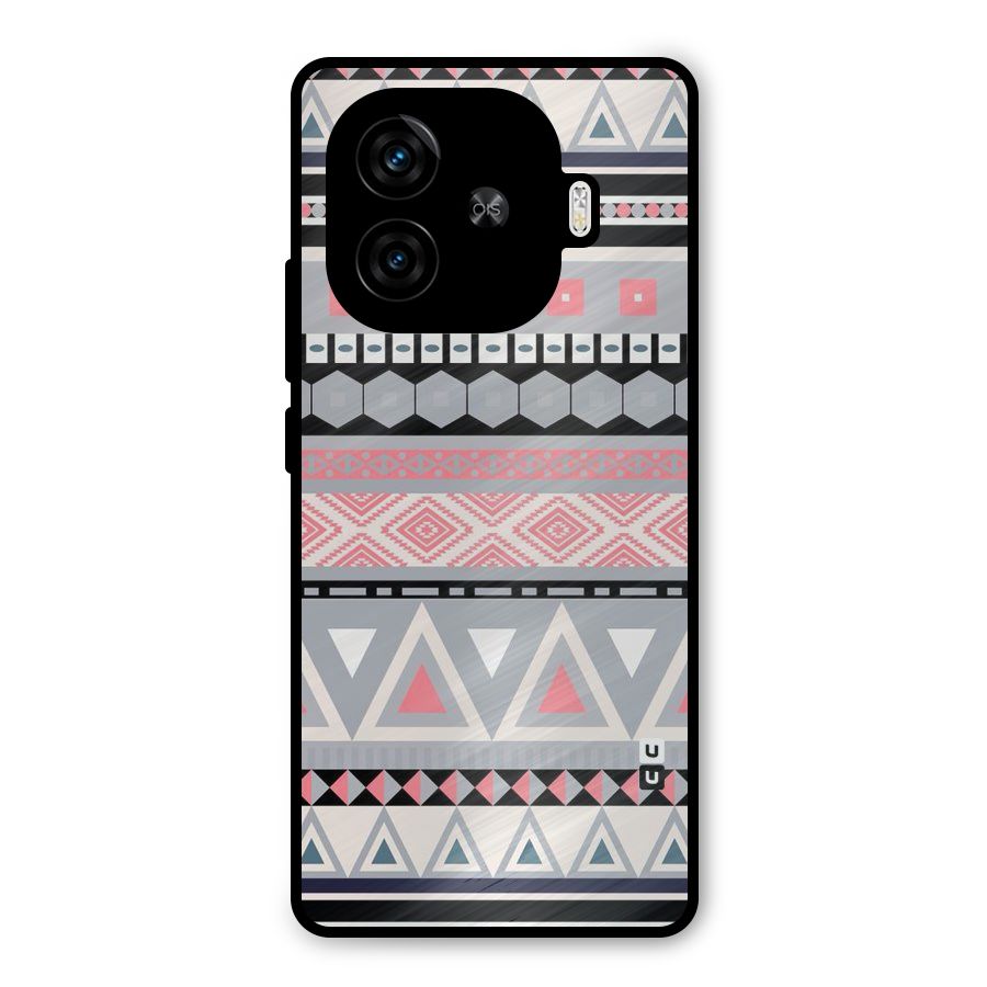 Grey Pink Pattern Metal Back Case for iQOO Z9 Turbo