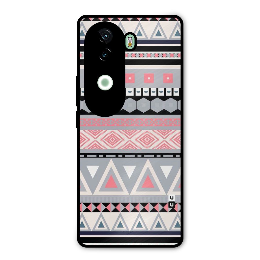 Grey Pink Pattern Metal Back Case for iQOO Z9s