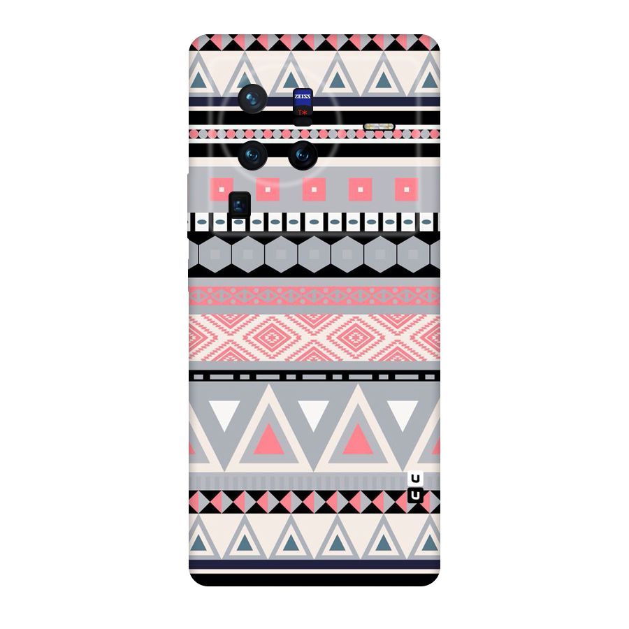 Grey Pink Pattern Original Polycarbonate Back Case for Vivo X80