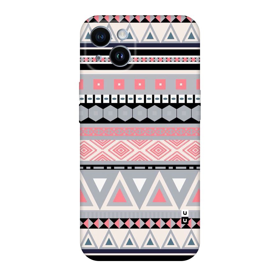 Grey Pink Pattern Original Polycarbonate Back Case for iPhone 14