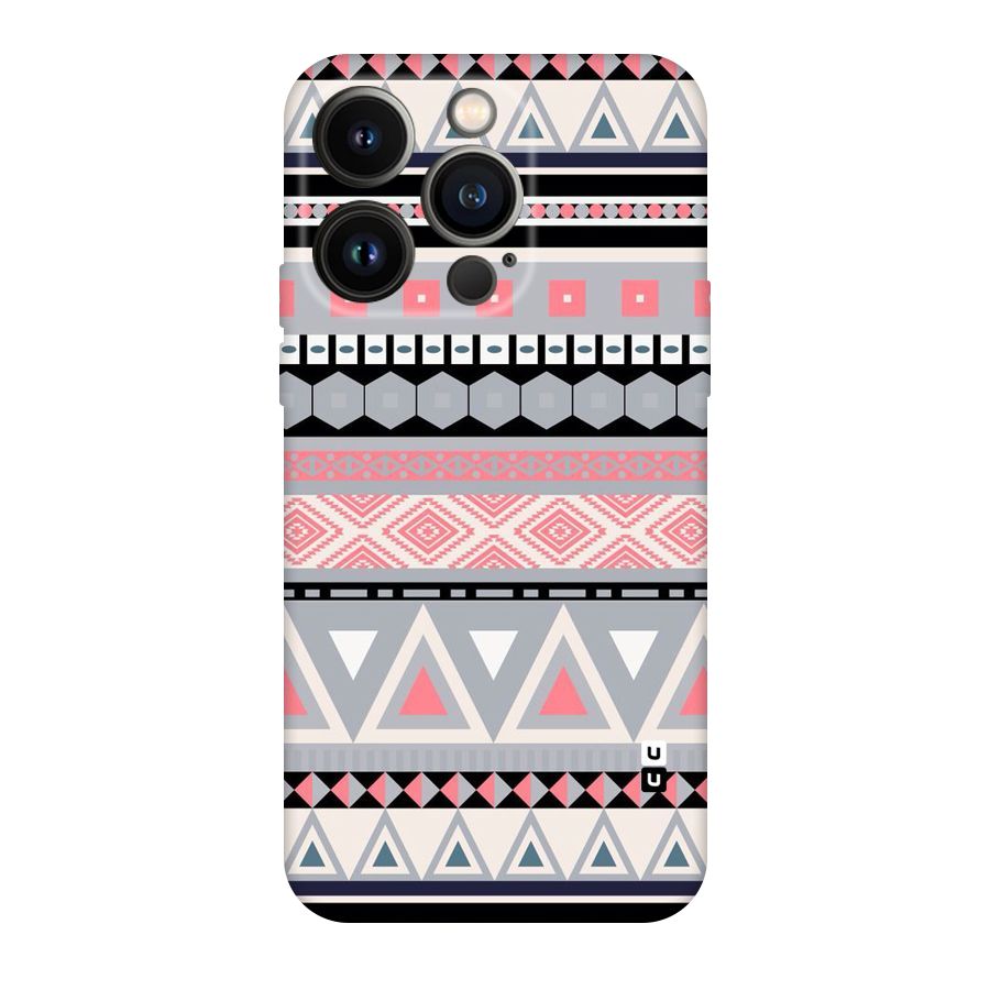 Grey Pink Pattern Original Polycarbonate Back Case for iPhone 14 Pro