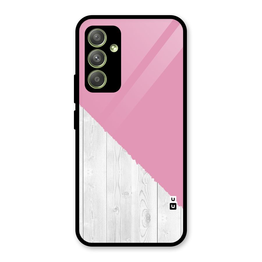 Grey Pink Wooden Design Glass Back Case for Galaxy A54