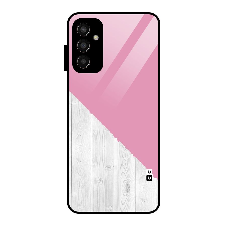 Grey Pink Wooden Design Glass Back Case for Galaxy F13
