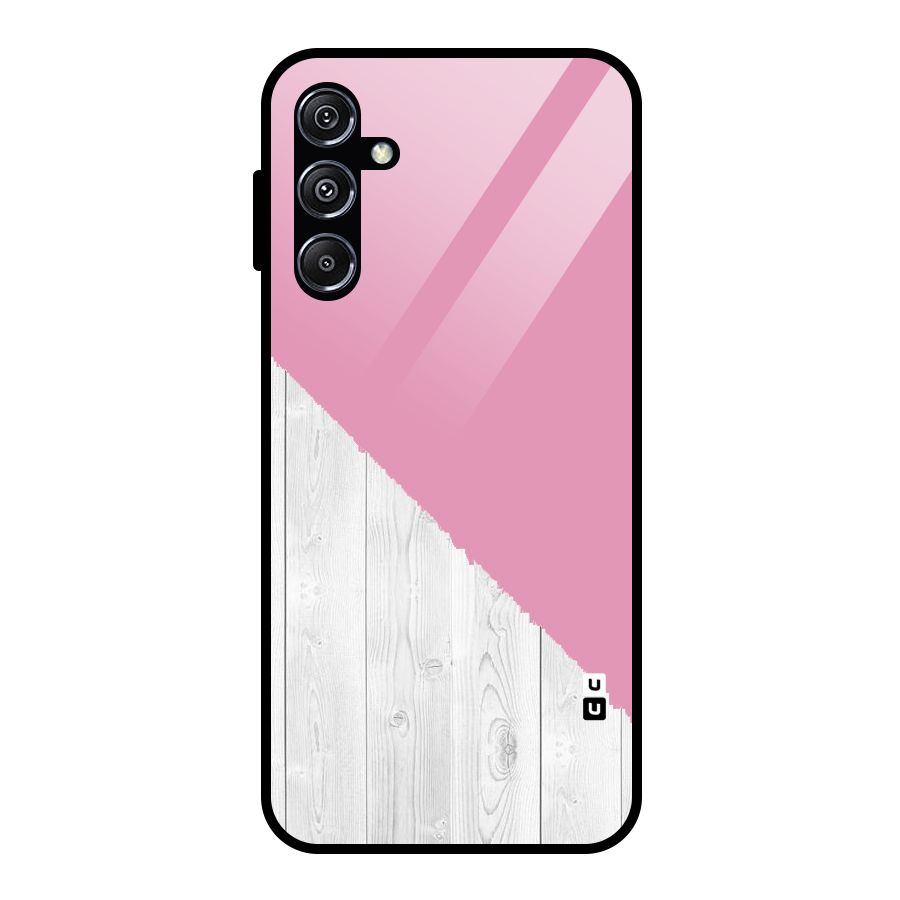 Grey Pink Wooden Design Glass Back Case for Galaxy M34 5G