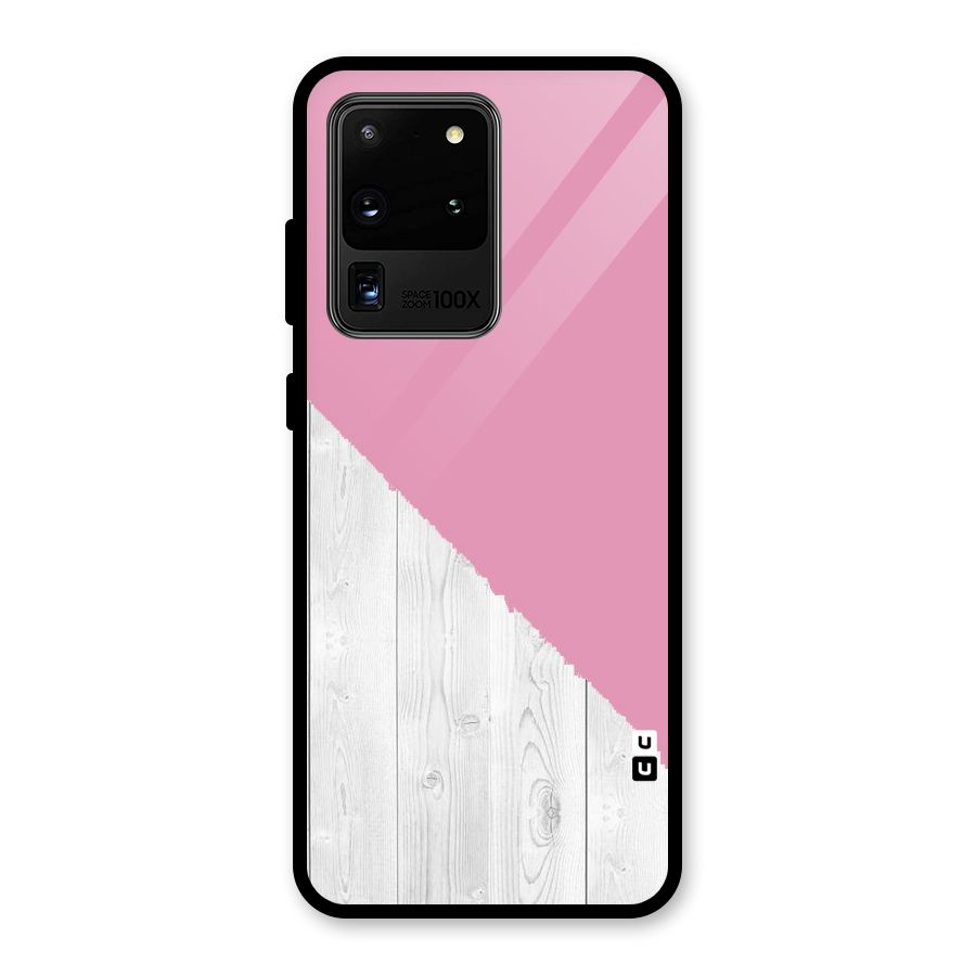 Grey Pink Wooden Design Glass Back Case for Galaxy S20 Ultra