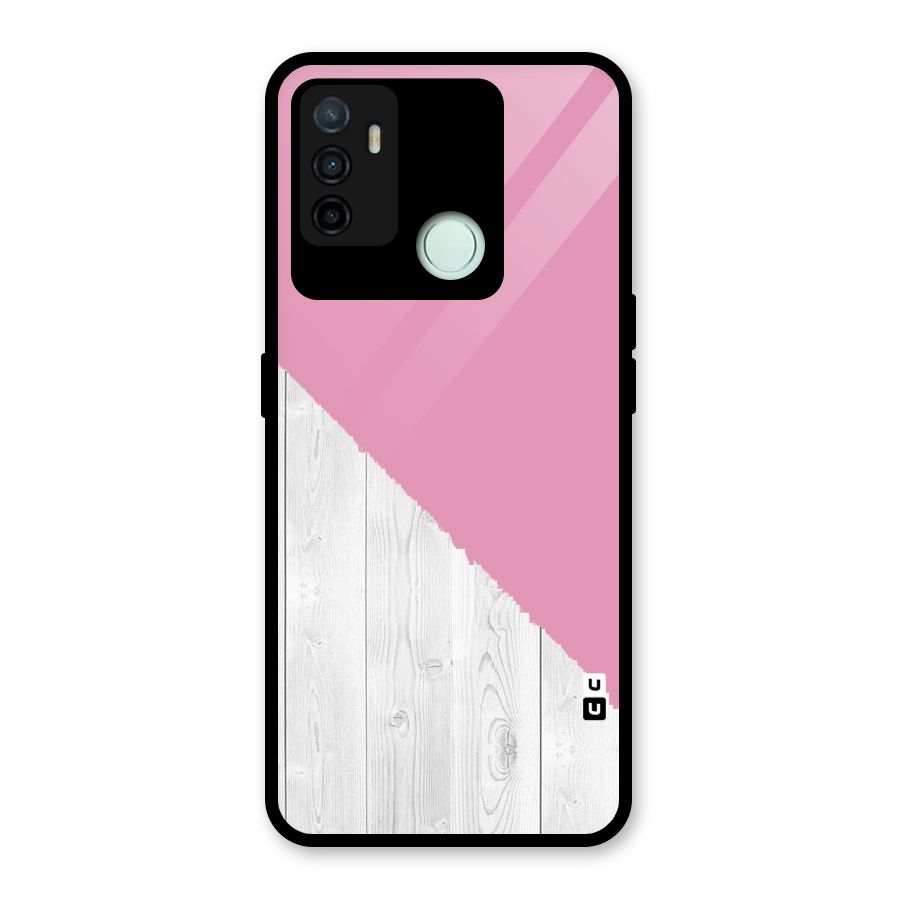 Grey Pink Wooden Design Glass Back Case for Oppo A53