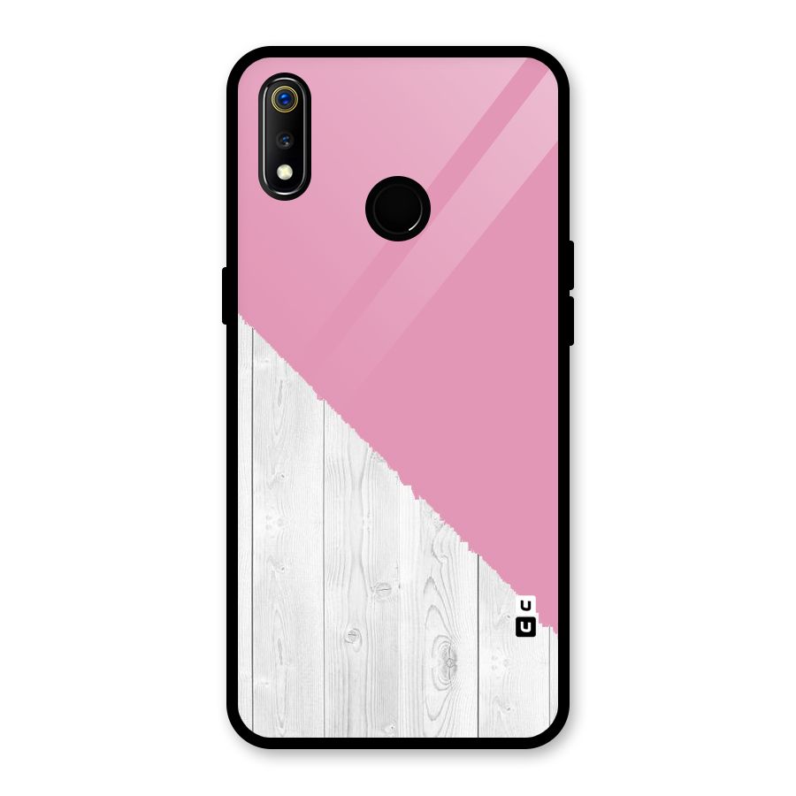 Grey Pink Wooden Design Glass Back Case for Realme 3i