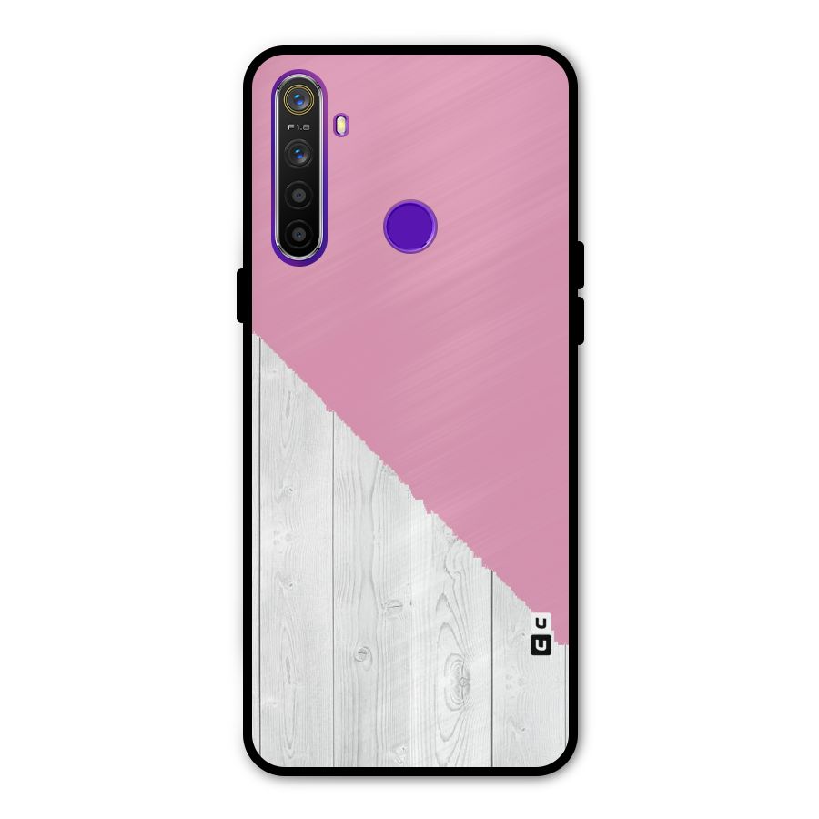 Grey Pink Wooden Design Glass Back Case for Realme 5s