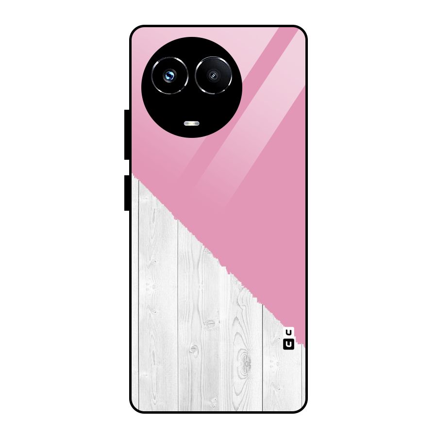 Grey Pink Wooden Design Glass Back Case for Realme Narzo 60X