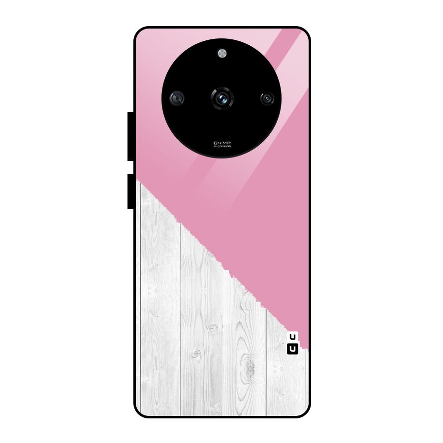 Grey Pink Wooden Design Glass Back Case for Realme Narzo 60 5G