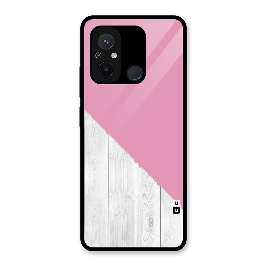 Grey Pink Wooden Design Glass Back Case for Redmi 12C