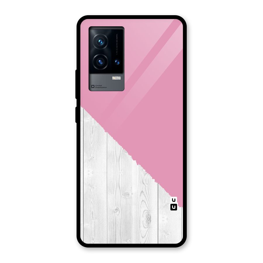 Grey Pink Wooden Design Glass Back Case for iQOO 9 5G