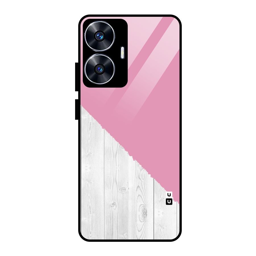 Grey Pink Wooden Design Glass Back Case for realme C55