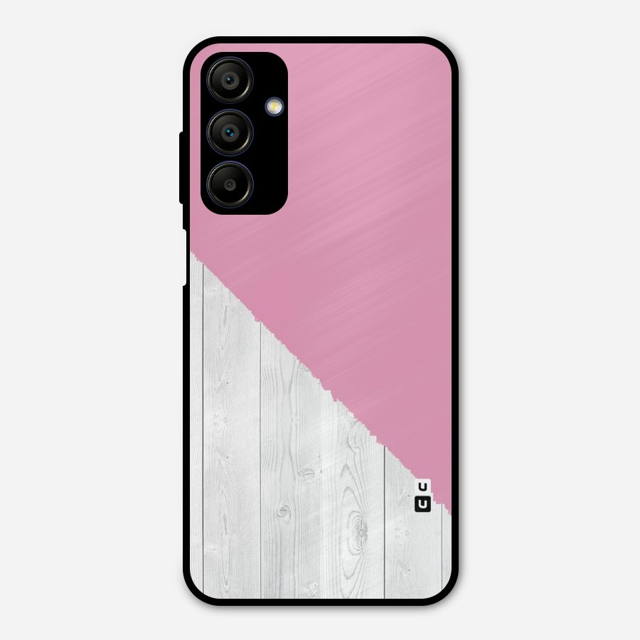 Grey Pink Wooden Design Metal Back Case for Galaxy A15 5G