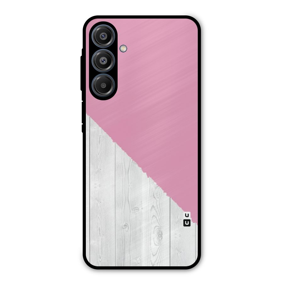 Grey Pink Wooden Design Metal Back Case for Galaxy A16 5G