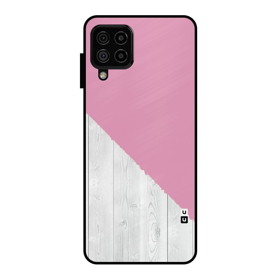 Grey Pink Wooden Design Metal Back Case for Galaxy A22 4G