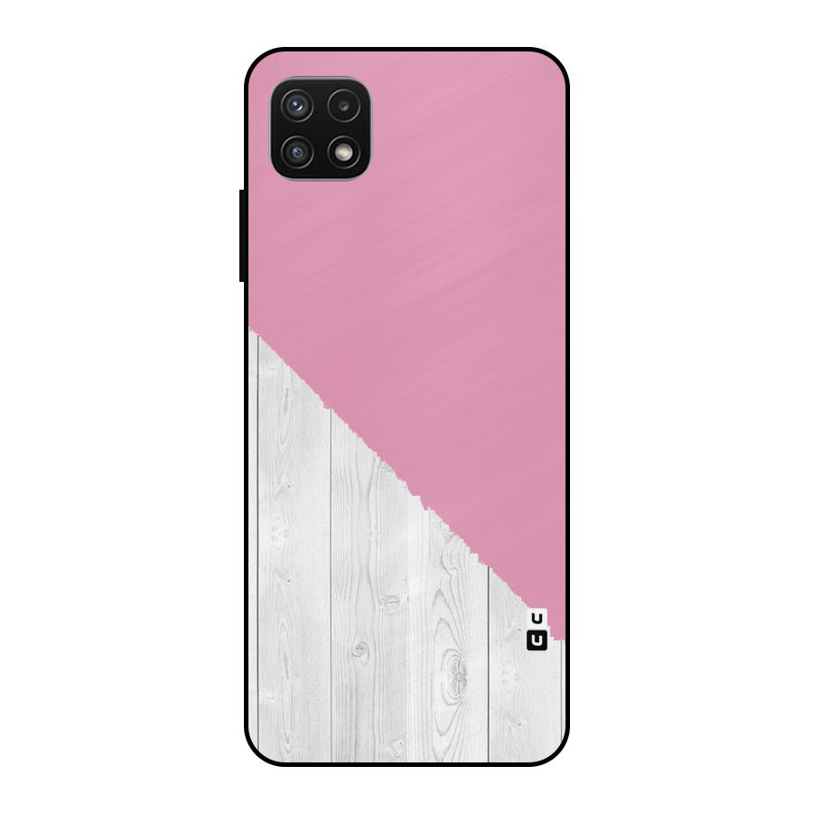 Grey Pink Wooden Design Metal Back Case for Galaxy A22 5G