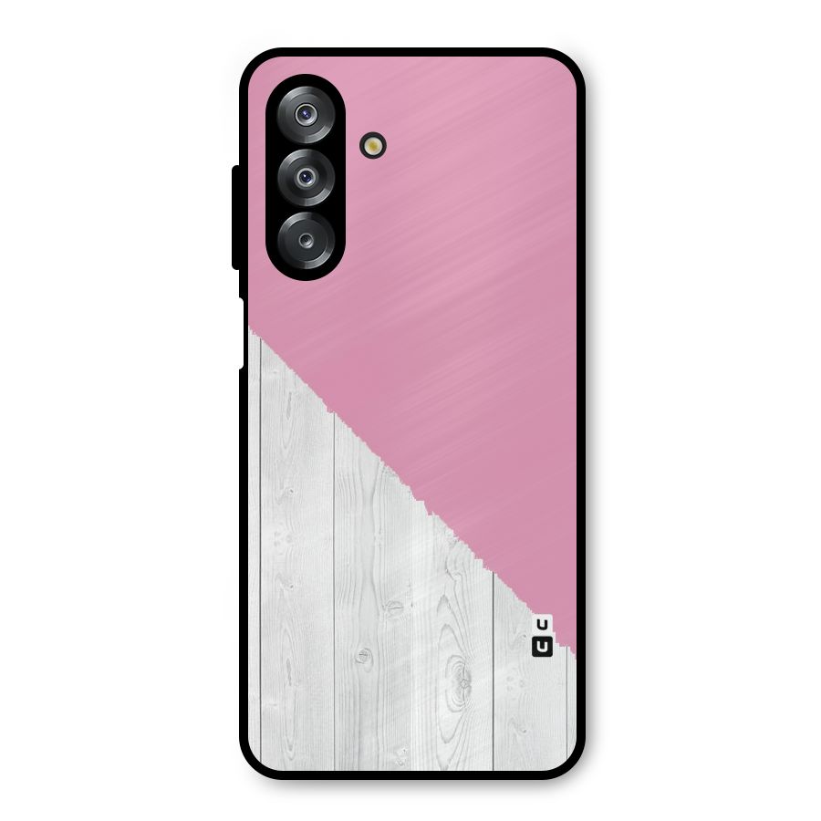 Grey Pink Wooden Design Metal Back Case for Galaxy A26