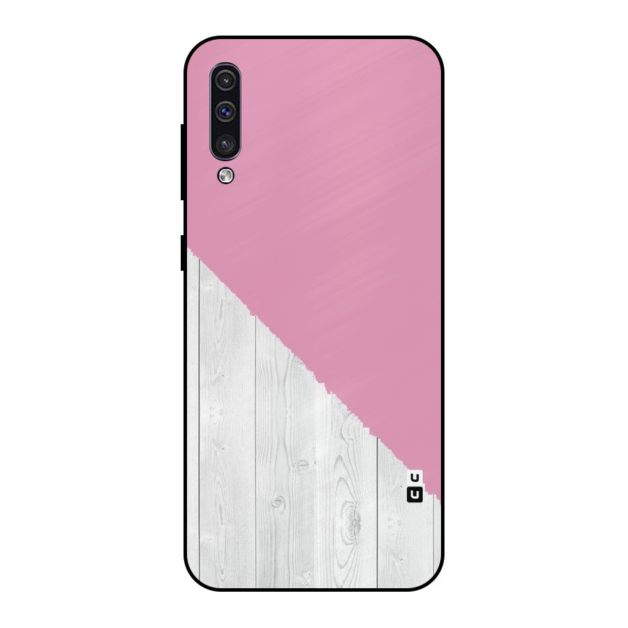 Grey Pink Wooden Design Metal Back Case for Galaxy A30s