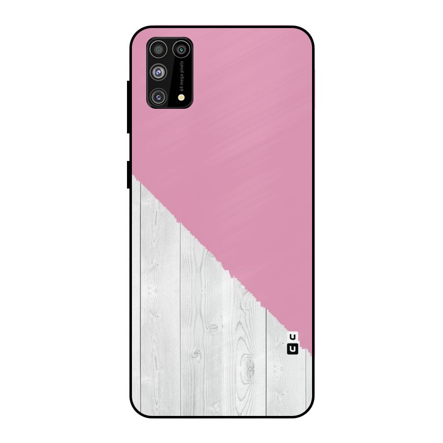 Grey Pink Wooden Design Metal Back Case for Galaxy F41