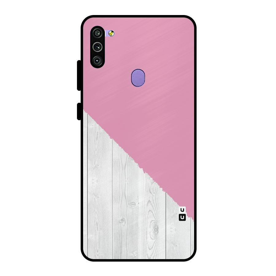 Grey Pink Wooden Design Metal Back Case for Galaxy M11