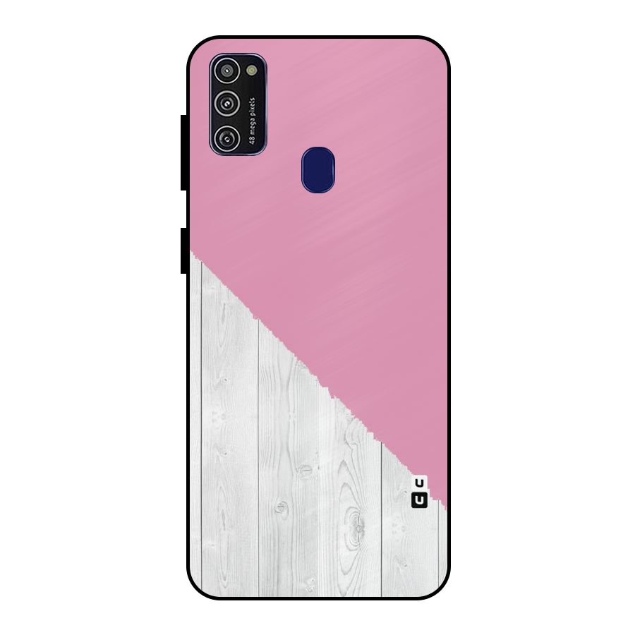 Grey Pink Wooden Design Metal Back Case for Galaxy M30s