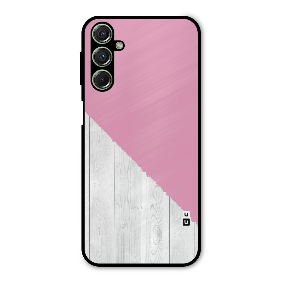 Grey Pink Wooden Design Metal Back Case for Galaxy M34