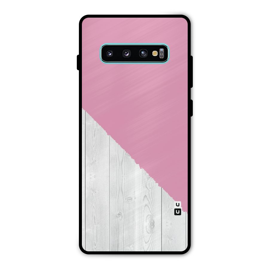 Grey Pink Wooden Design Metal Back Case for Galaxy S10 Plus