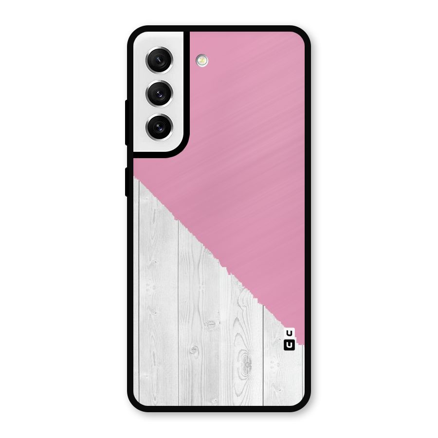 Grey Pink Wooden Design Metal Back Case for Galaxy S21 FE 5G