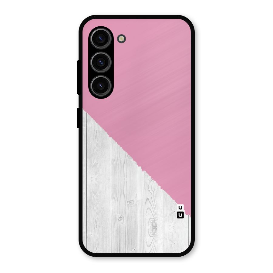 Grey Pink Wooden Design Metal Back Case for Galaxy S23
