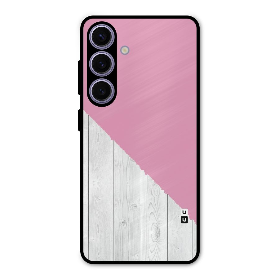 Grey Pink Wooden Design Metal Back Case for Galaxy S24
