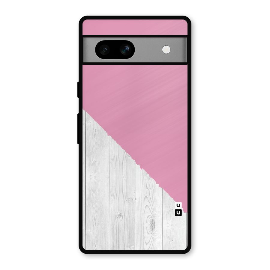 Grey Pink Wooden Design Metal Back Case for Google Pixel 7a