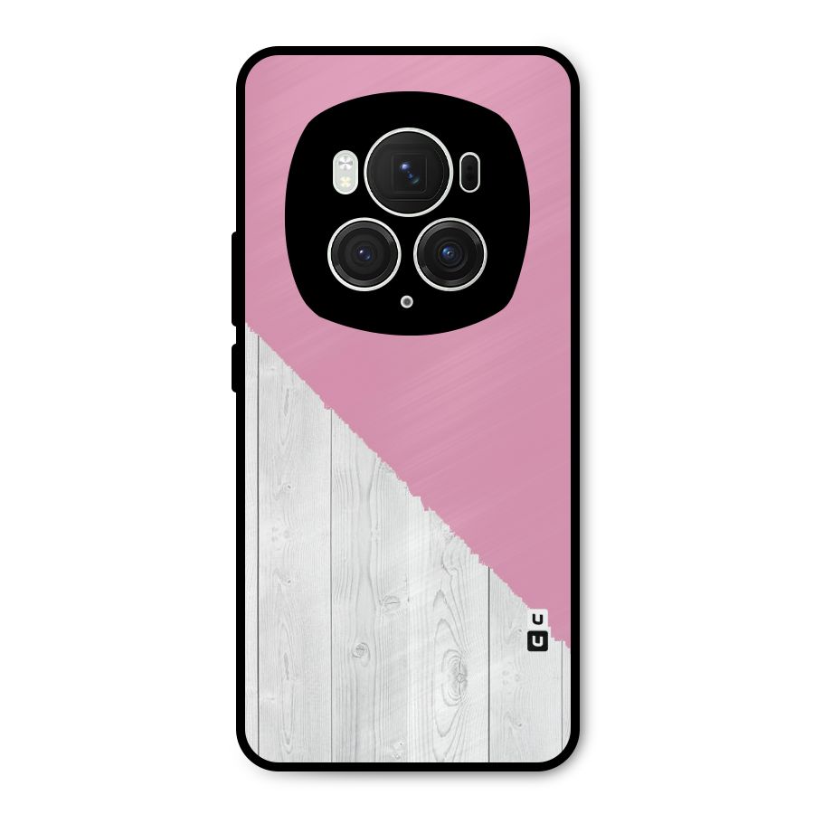 Grey Pink Wooden Design Metal Back Case for Honor Magic6 Pro